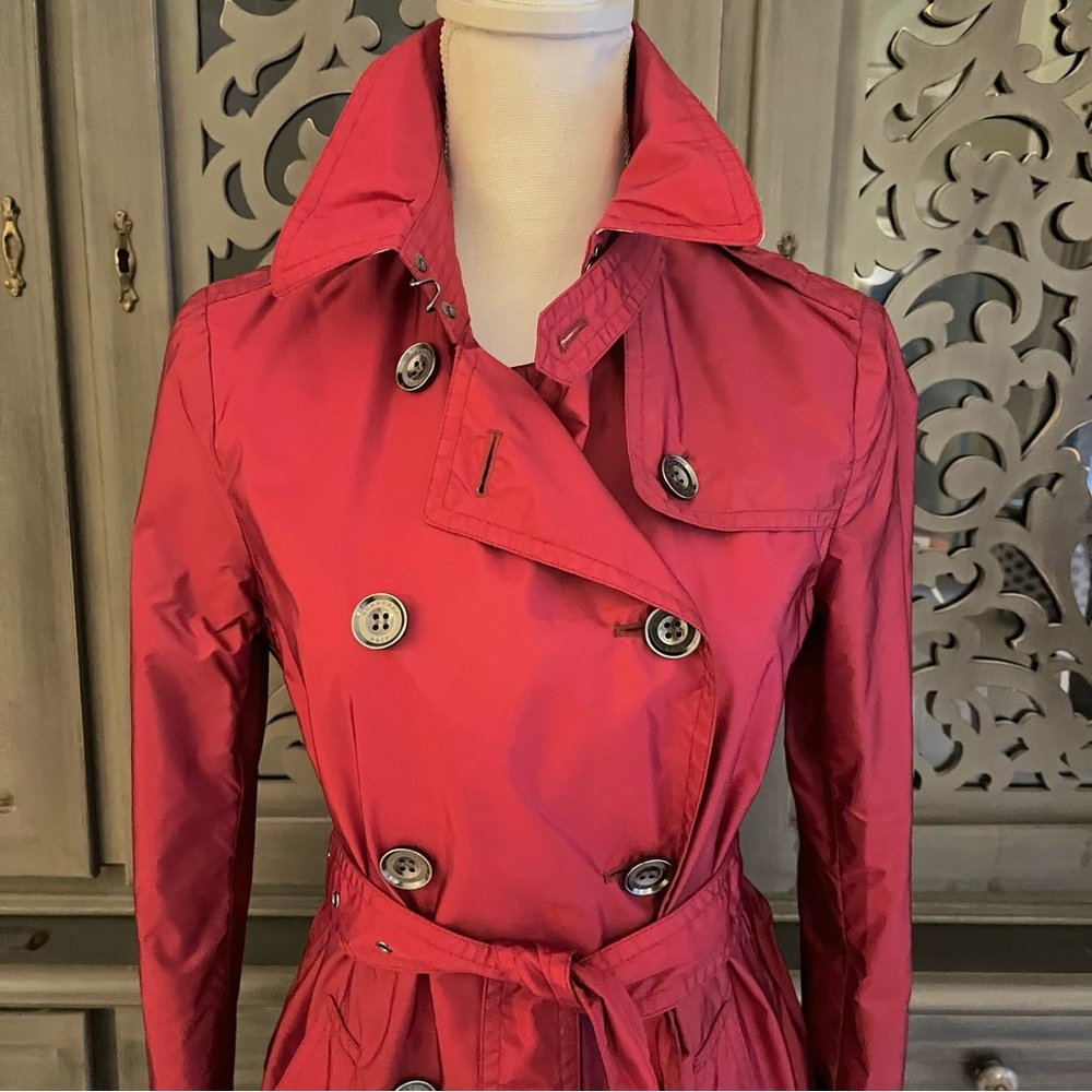 Burberry Brit cranberry red trenchcoat 4 - Picture 3 of 16